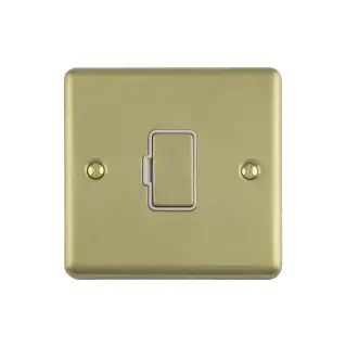 ENUSWFSBW - Eurolite 13Amp Unswitched Fuse Spur Satin Brass with White Trim &lpar;Enhance Range&rpar;
