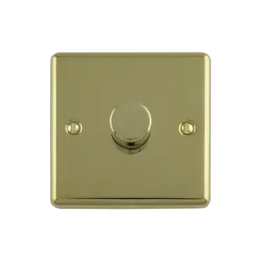 Click Here To Enlarge This Photo Of EN1DLEDPB - Eurolite 1 Gang 400W&sol;LED 2Way Dimmer Switch Polished Brass &lpar;Enhance Range&rpar;