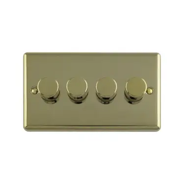 Click Here To Enlarge This Photo Of EN4DLEDPB - Eurolite 4 Gang 400W&sol;LED 2Way Dimmer Switch Polished Brass &lpar;Enhance Range&rpar;