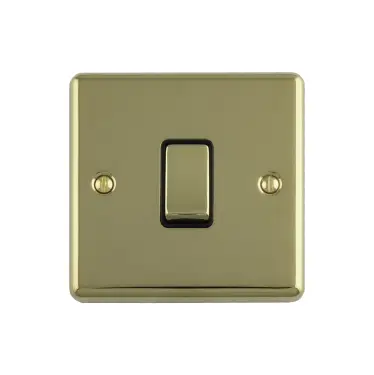 Click Here To Enlarge This Photo Of EN1SWPBB - Eurolite 1 Gang 10Amp 2Way Switch Polished Brass with Black Trim &lpar;Enhance Range&rpar;