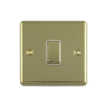Click Here To Enlarge This Photo Of EN1SWPBW - Eurolite 1 Gang 10Amp 2Way Switch Polished Brass with White Trim &lpar;Enhance Range&rpar;