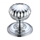 FB307CP - Zoo Hardware Fulton & Bray Flower Mortice Knob on Round Rose &lpar;Unsprung&rpar; Concealed Fix - Polished Chrome
