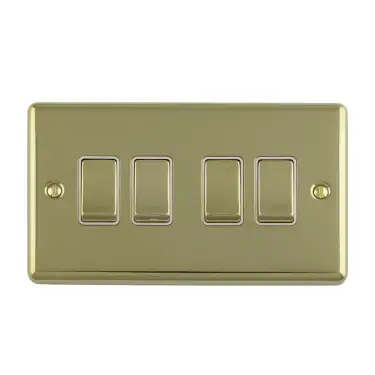 Click Here To Enlarge This Photo Of EN4SWPBW - Eurolite 4 Gang 10Amp 2Way Switch Polished Brass with White Trim &lpar;Enhance Range&rpar;