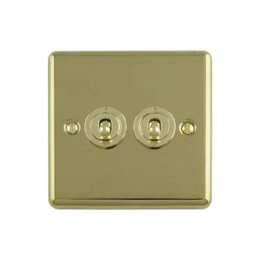 Click Here To Enlarge This Photo Of ENT2SWPB - Eurolite 2 Gang Toggle Switch Polished Brass &lpar;Enhance Range&rpar;