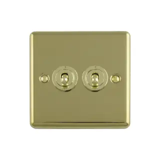 ENT2SWPB - Eurolite 2 Gang Toggle Switch Polished Brass &lpar;Enhance Range&rpar;