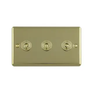 ENT3SWPB - Eurolite 3 Gang Toggle Switch Polished Brass &lpar;Enhance Range&rpar;