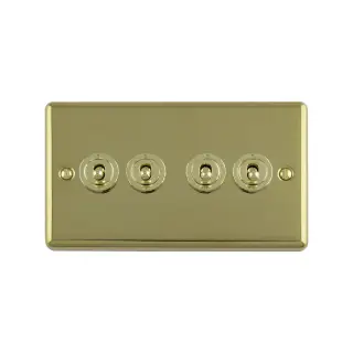 ENT4SWPB - Eurolite 4 Gang Toggle Switch Polished Brass &lpar;Enhance Range&rpar;