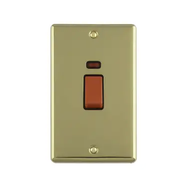 Click Here To Enlarge This Photo Of EN45ASWNPBB - Eurolite 45Amp DP Cooker Switch with Neon Indicator &lpar;Vertical&rpar; Polished Brass with Black Trim &lpar;Enhance Range&rpar;