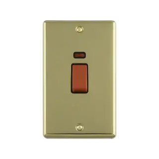 EN45ASWNPBB - Eurolite 45Amp DP Cooker Switch with Neon Indicator &lpar;Vertical&rpar; Polished Brass with Black Trim &lpar;Enhance Range&rpar;