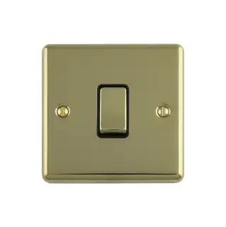 ENINTPBB - Eurolite 1 Gang 10Amp Intermediate Switch Polished Brass with Black Trim &lpar;Enhance Range&rpar;