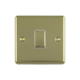 ENINTPBW - Eurolite 1 Gang 10Amp Intermediate Switch Polished Brass with White Trim &lpar;Enhance Range&rpar;