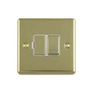 ENSWFPBW - Eurolite 13Amp DP Switched Fuse Spur Polished Brass with White Trim &lpar;Enhance Range&rpar;