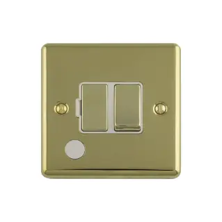ENSWFFOPBW - Eurolite 13Amp DP Switched Fuse Spur with Flex Outlet Polished Brass with White Trim &lpar;Enhance Range&rpar;