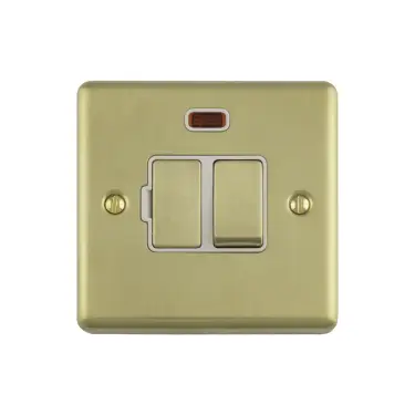 Click Here To Enlarge This Photo Of ENSWFNPBW - Eurolite 13Amp DP Switched Fuse Spur with Neon Indicator Polished Brass with White Trim &lpar;Enhance Range&rpar;