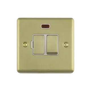 ENSWFNPBW - Eurolite 13Amp DP Switched Fuse Spur with Neon Indicator Polished Brass with White Trim &lpar;Enhance Range&rpar;