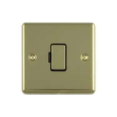 Click Here To Enlarge This Photo Of ENUSWFPBB - Eurolite 13Amp Unswitched Fuse Spur Polished Brass with Black Trim &lpar;Enhance Range&rpar;