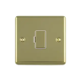 ENUSWFPBW - Eurolite 13Amp Unswitched Fuse Spur Polished Brass with White Trim &lpar;Enhance Range&rpar;