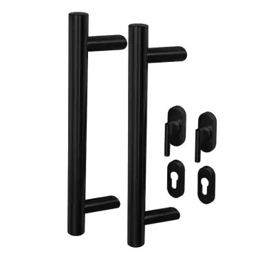 Click Here To Enlarge This Photo Of BLU Performance KM850 Offset Round 'T' Bar Handle for Straight Slide Doors&comma; Back to back fix&comma; 316 Stainless Steel in a Matt Black Lacquer Finish &lpar;KM850-PAIR-MBL&rpar;