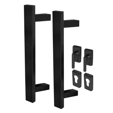 Click Here To Enlarge This Photo Of BLU Performance KM856 Offset Rectangular T-Bar Pull Handle for Straight Slide Doors&comma; Back to Back Fix&comma; 316 Stainless Steel in a Matt Black Lacquer Finish &lpar;KM856-PAIR-MBL&rpar;