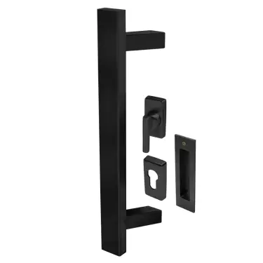 Click Here To Enlarge This Photo Of BLU Performance KM856 Offset Rectangular T-Bar Pull Handle for Straight Slide Doors&comma; Secret Fix & Flush Pull&comma; 316 Stainless Steel in a Matt Black Lacquer Finish &lpar;KM856-SING-MBL&rpar;