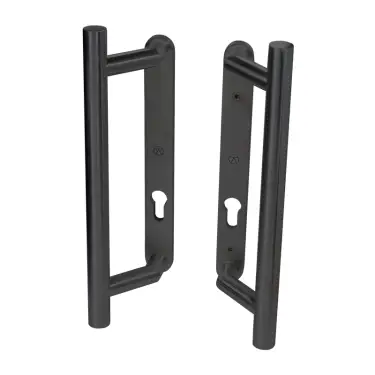 Click Here To Enlarge This Photo Of BLU Performance KM910 Patio Door Handle&comma; Back to back handles&comma; Euro cut-out backplates&comma; No levers&comma; 316 Stainless Steel in a Matt Black Lacquer Finish &lpar;KM910B-MBL&rpar;