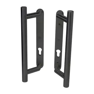 BLU Performance KM910 Patio Door Handle&comma; Back to back handles&comma; Euro cut-out backplates&comma; No levers&comma; 316 Stainless Steel in a Matt Black Lacquer Finish &lpar;KM910B-MBL&rpar;