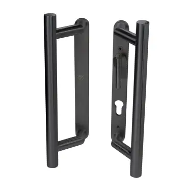 Click Here To Enlarge This Photo Of BLU Performance KM950 Patio Door Handle&comma; Back to Back Handles&comma; Euro Profile Cut-Out Internal Backplate & Lever&comma; Blank External Backplate&comma; 316 SSS&comma; Matt Black Lacquer Finish &lpar;KM950B-MBL&rpar;