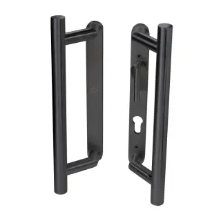BLU Performance KM950 Patio Door Handle&comma; Back to Back Handles&comma; Euro Profile Cut-Out Internal Backplate & Lever&comma; Blank External Backplate&comma; 316 SSS&comma; Matt Black Lacquer Finish &lpar;KM950B-MBL&rpar;