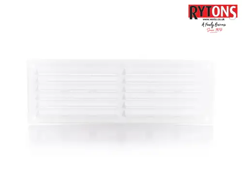 Click Here To Enlarge This Photo Of LV68FWH Rytons 9" x 3" White Plastic Louvred Vent c&sol;w Flyscreen