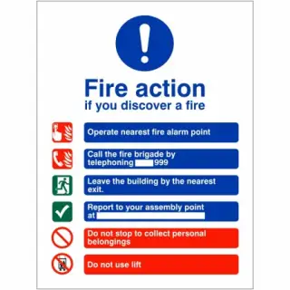 Rigid Plastic &lpar;1mm&rpar; Fire Action Notice Sign - "If You Discover a Fire"