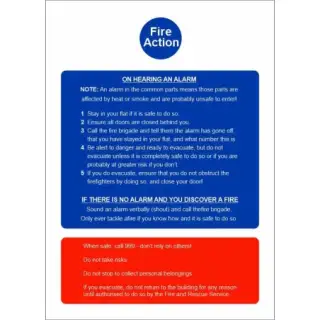 Self Adhesive Vinyl Stay Indoors &lpar;Stay Put&rpar; - Fire Action Notice Sign &lpar;for flats and apartments&rpar;