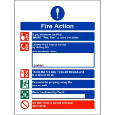 Click Here To Enlarge This Photo Of Rigid Plastic &lpar;1mm&rpar; Shout Fire Fire - Fire Action Notice Sign &lpar;For Holiday Lets&rpar;