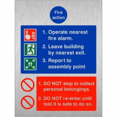 Click Here To Enlarge This Photo Of Brushed Aluminium &lpar;3mm&rpar; Operate Nearest Fire Alarm Sign