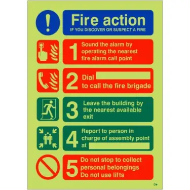 Click Here To Enlarge This Photo Of Photoluminescent &lpar;Glow in the Dark&rpar; Self Adhesive &lpar;Class C&rpar; If You Discover or Suspect a Fire Sign