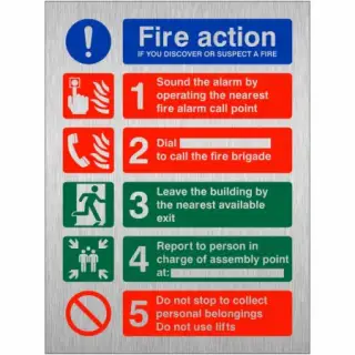 Brushed Aluminium &lpar;3mm&rpar; If You Discover or Suspect a Fire Sign