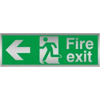 Brushed Aluminium &lpar;3mm&rpar; Fire Exit Arrow Left Sign