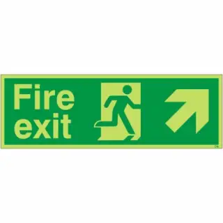 Photoluminescent &lpar;Glow in the Dark&rpar; Rigid Plastic &lpar;Class C&rpar; Fire Exit Up Right Sign