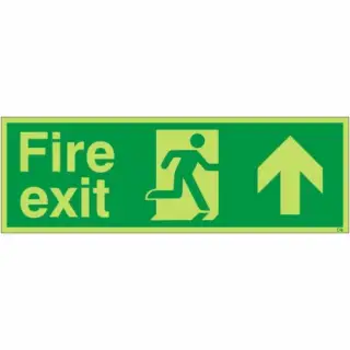 Photoluminescent &lpar;Glow in the Dark&rpar; Self Adhesive &lpar;Class C&rpar; Fire Exit Up Sign