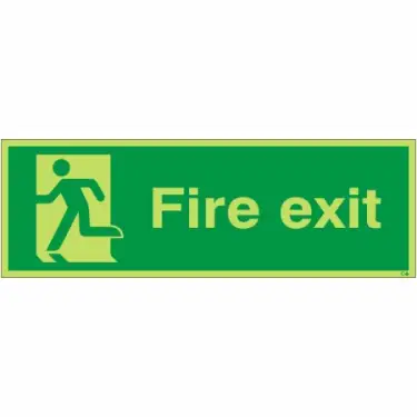 Click Here To Enlarge This Photo Of Photoluminescent &lpar;Glow in the Dark&rpar; Self Adhesive &lpar;Class C&rpar; Final Exit Running Man Left Sign