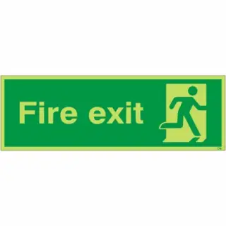 Photoluminescent &lpar;Glow in the Dark&rpar; Rigid Plastic &lpar;Class C&rpar; Final Exit Running Man Right Sign