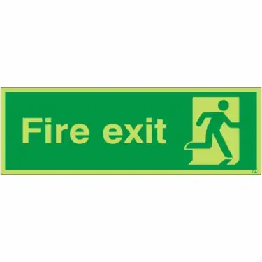 Click Here To Enlarge This Photo Of Photoluminescent &lpar;Glow in the Dark&rpar; Self Adhesive &lpar;Class C&rpar; Final Exit Running Man Right Sign