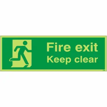Click Here To Enlarge This Photo Of Photoluminescent &lpar;Glow in the Dark&rpar; Rigid Plastic &lpar;Class C&rpar; Final Fire Exit Keep Clear Sign
