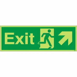 Photoluminescent &lpar;Glow in the Dark&rpar; Rigid Plastic &lpar;Class C&rpar; Exit Arrow Up Right Sign