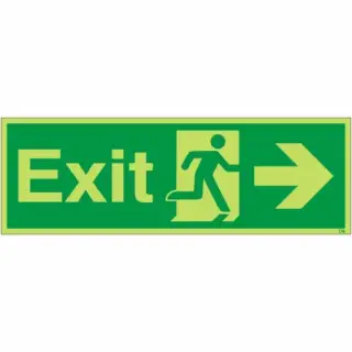 Photoluminescent &lpar;Glow in the Dark&rpar; Self Adhesive &lpar;Class C&rpar; Exit Arrow Right Sign