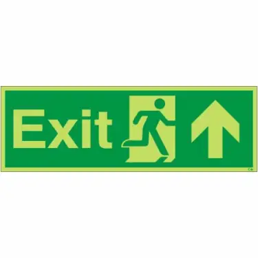 Click Here To Enlarge This Photo Of Photoluminescent &lpar;Glow in the Dark&rpar; Self Adhesive &lpar;Class C&rpar; Exit Arrow Up Sign