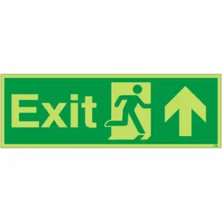 Photoluminescent &lpar;Glow in the Dark&rpar; Self Adhesive &lpar;Class C&rpar; Exit Arrow Up Sign