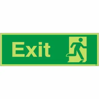 Photoluminescent &lpar;Glow in the Dark&rpar; Self Adhesive &lpar;Class C&rpar; Exit Running Man Right Sign