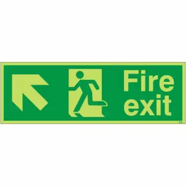 Click Here To Enlarge This Photo Of Photoluminescent &lpar;Glow in the Dark&rpar; Self Adhesive &lpar;Class C&rpar; Fire Exit Arrow Up Left Sign