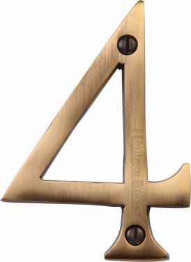 Click Here To Enlarge This Photo Of C1560 4-AT Heritage Brass Numeral 4 Face Fix 76mm &lpar;3"&rpar; Antique Brass Finish