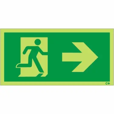 Click Here To Enlarge This Photo Of Photoluminescent &lpar;Glow in the Dark&rpar; Self Adhesive &lpar;Class C&rpar; Fire Exit Symbol Only with Arrow Right Sign